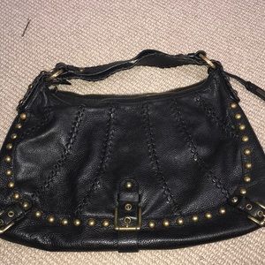 Black leather Isabella fiore bag with gold